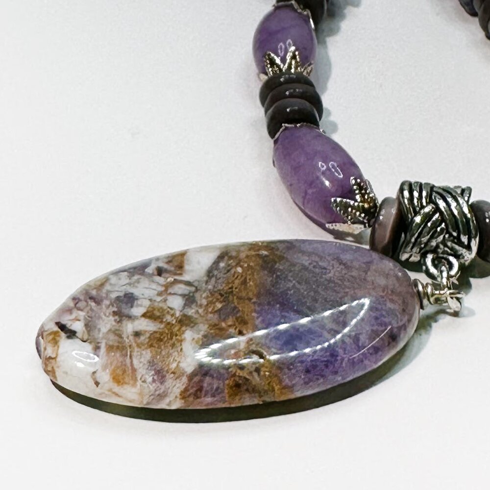 NEW - Handmade - Genuine Amethyst with Glass & Metal Accents - Picture 5 of 10